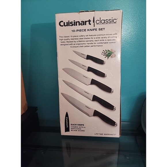 Cuisinart Classic 10 Pc Knife Set C77-10SM Chef Santoku Utility Knives - Picture 3 of 5